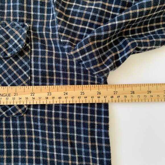 Dickies Plaid Flannel Navy White Pearl Snap Buttons Workwear Grunge Skater Emo - Picture 9 of 12